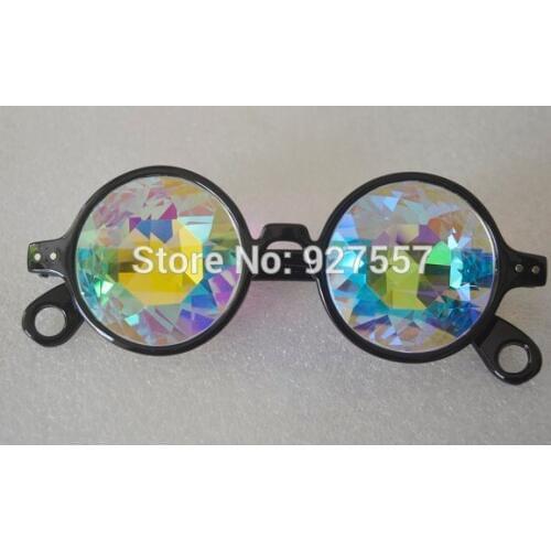 Black double face prism kaleidoscope glasses real glass lens
