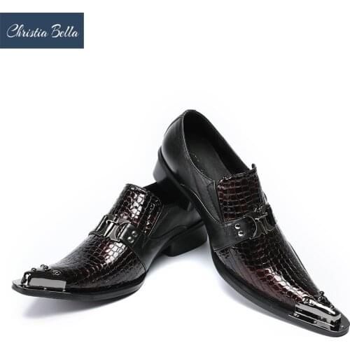 Christia Bella Mens Shoes Luxury Fashion Business Style Oxfords Shoes for Men Celebrate Dress Shoes Genuine Leather Mens Flats
