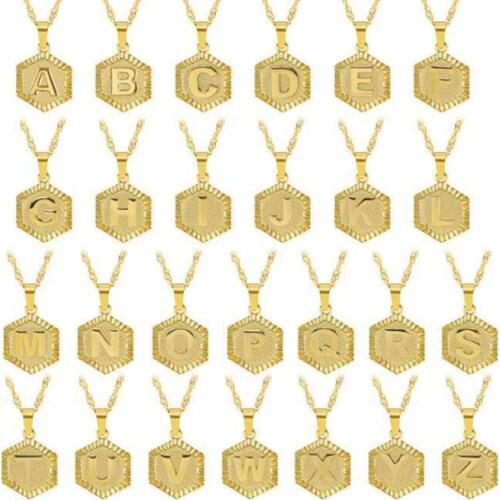 Cxwind Geometric Hexagon Initial Letter Necklaces for Women Boho Jewellery Alphabet Charm Pendant Necklaces Best Friend Gift Bff