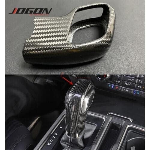 For Ford F-150 F150 Raptor Pickup 2015- 2020 Car Accessories Real Carbon Fiber Inner Gear Shift Knob Sticker Cover