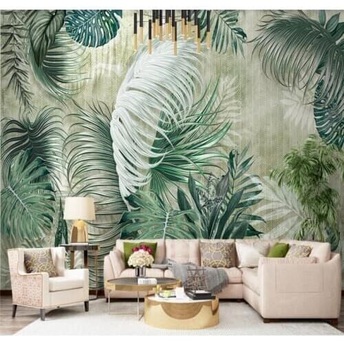 Xuesu Nordic tropical plants banana leaf TV bedside bedroom background wall custom wallpaper mural 3D/5D/8D photo wall