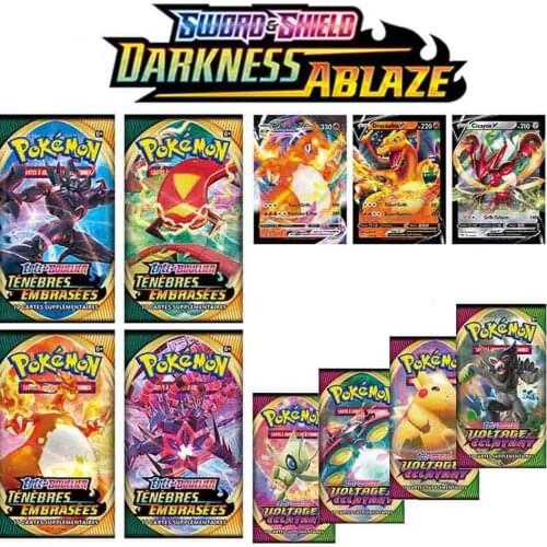 Hot 10pcs French Pokemon Cards GX Tag Team Vmax EX Mega Energy Darkness Ablaze Vivid Voltage Game Carte Trading Collection Card