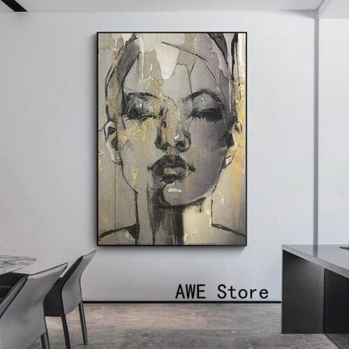 Canvas Painting Wandkleed Face Black Canvas Posters Wall Art Pictures Posters and Prints Wall Decoration for Living Room