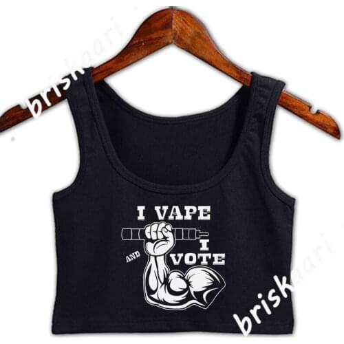 I Vape I Vote 0023 Bk Whitetigerllc Com Crop Top Summer Style Top Unique Custom Novelty Round Neck Comical Fitness Female Vest