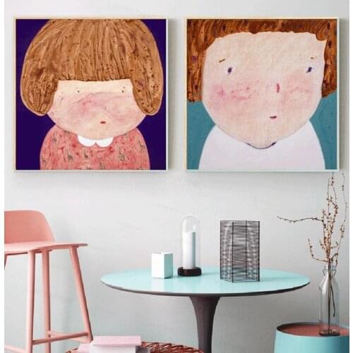 Canvas Nordic Style Picture Wall Art Cartoon Little Girls Modular Home Decoration Painting Prints Poster for Living Room Cuadros