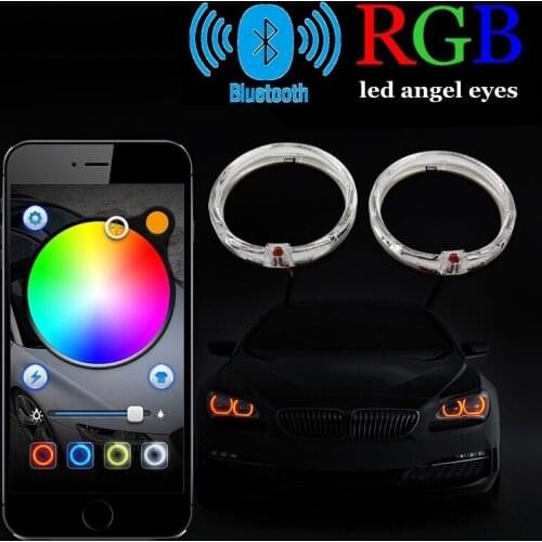 2pcs 2.5 3.0inch bixenon projector lens mask car assembly kit RGB app Bluetooth angel eyes shrouds hearlight H1 H4 H7 modify
