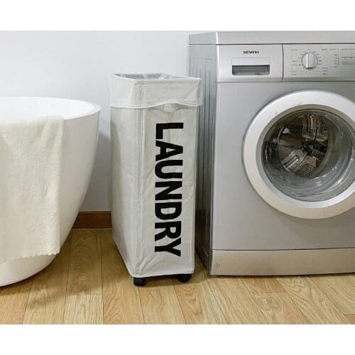 Foldable Laundry Basket Rolling Laundry Hamper with Handle on Wheels Collapsible Laundry Sorter Organizer Dirty Clothes Storage