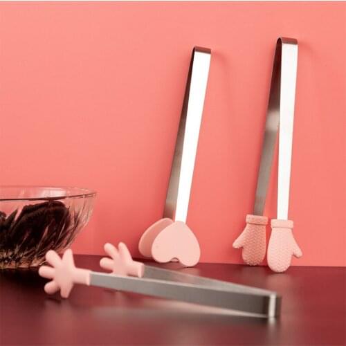 Creative Palm Silicone Clip Stainless Steel Ice Clip Food Grade Silicone Food Clip Kitchen Accessories Bread Folder Tongs