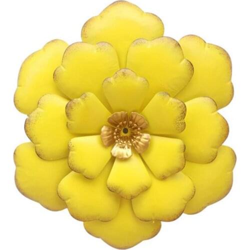Metal Simulation Flower Wall Decoration Hardware Crafts Artificial Yellow Iron