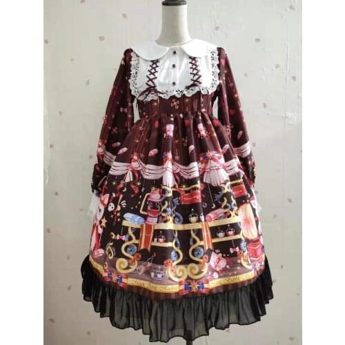 Kawaii Lolita dress Japanese soft sister lolita magic cat cute op long sleeve dress