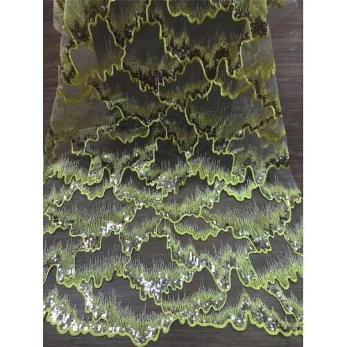Fashion JRB-12148 embroidery lace fabric best quality african tulle mesh lace with sequins for sawing dress