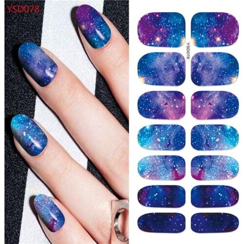 1Sheet Blue Sky Magic Star Nail Art Stickers Water Transfer Decal Watermark Slider For Manicure Full Wrap Nail Design Decoration