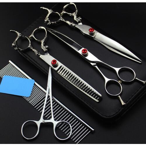5 kit professional Japan 7 inch Dragon pet dog grooming hair scissors cutting shears thinning barber hairdressing scissors set