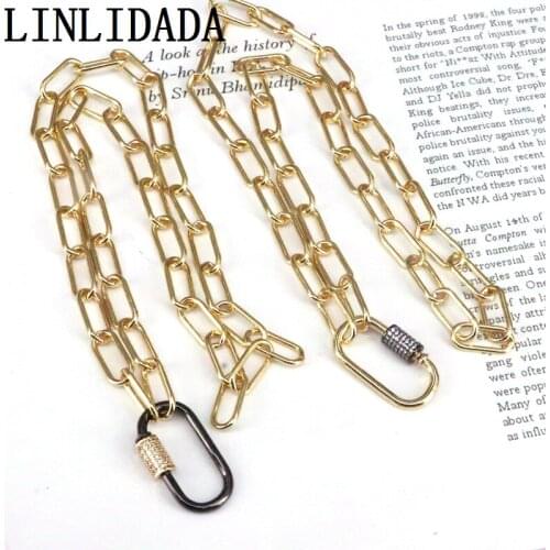 5Pcs Mix colors oval clasp pendants Gold Link chain necklace for women fashion jewelry