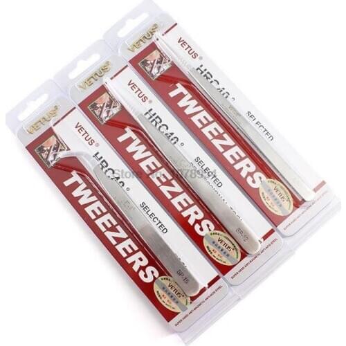 100pcs vetus eyelash tweezers Stainless Steel tweezers High Precision Accuracy Antistatic with Security labe