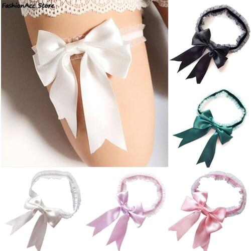 Sexy Lace Bowknot Bridal Garter Set Bride Wedding Accessories Leg Garters Belt Women White Pink Black Purple green
