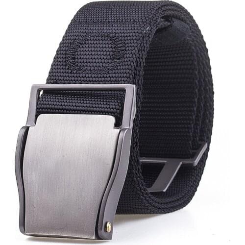 Mens Black Nylon Belt High Quality Fashion Outdoor Metal Automatic Buckle Canvas Belt Casual Pants Cool Wild luxury Waist Belts