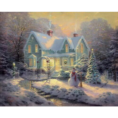 Blessings of Christmas Thomas Kinkade HD Canvas Wall Pictures Art Painting Print Living Room Bedroom Home Decoration No frame