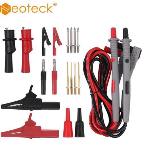 Neoteck Multimeter Teste Leads 1000V, 20A Leads Probes Tips Alligator Clip Clamps Multimeter Test Lead 4mm Banana Stick Plug