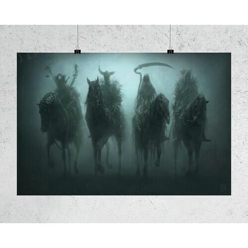 H401 Silk Poster Home Decoration Dark Four Horsemen of the Apocalypse Wall Art Christmas Gift