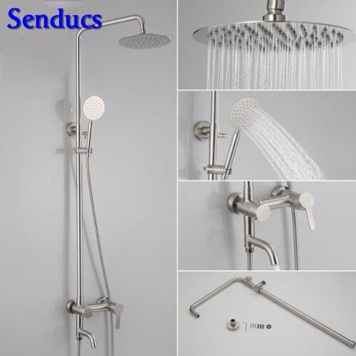 Senducs 304 Stainless Steel Bathroom Shower Set Quality Stainless Stell Bathtub Shower Faucet for Stainless Steel Shower System