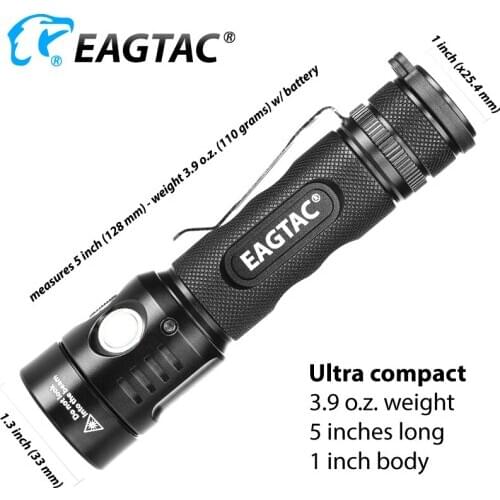 EAGTAC TX30C2 2000 Lumen Super Bright Compact LED Flashlight 5 Mode Programmable 18650 CR123A Battery Strobe