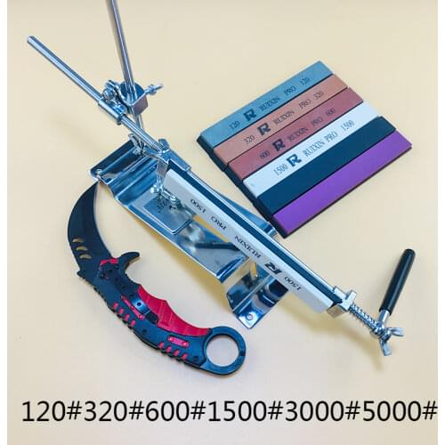 Ruixin pro aluminum alloy sharpener system 360 degree flip equal angle grinding tool 6 pieces of grinding stone