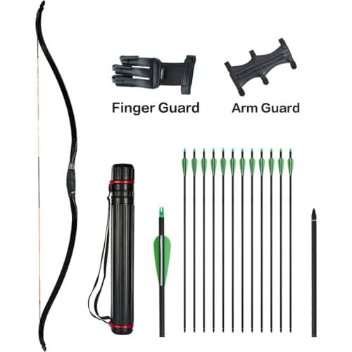 Xi'an Hunnish traditional recurve bow 140cm/55inch 30-55lbs hunting wooden bow durable fiberglass bow