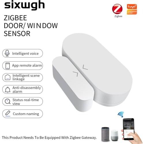 Tuya Zigbee Door Window Sensor Smart Home Security Alarm System Magnetic Intelligent Linkage Door Open / Closed Automation Scene
