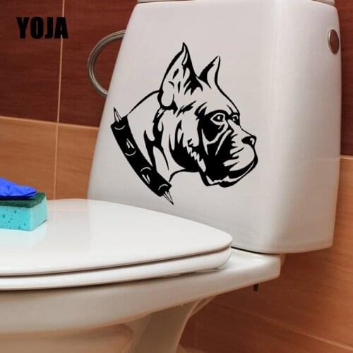 YOJA 21.3X23.3CM Wall Stickers Toilet Decal Animal Dog Pitbull Bulldog Home Decor Mural T5-1512