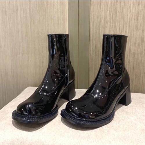 Retro Genuine Leather Ankle Boots for Women Brand Design Chunky High Heel Autumn Shoes Woman Short Booties Botas Mujer