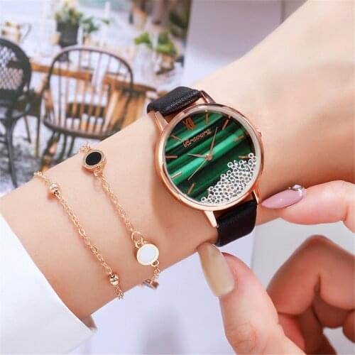 Ladies Simple Quartz Watch Fashion Simple Fashion with Pure Color Strap Watch Ladies Quartz Watch Bracelet Gift Watch Set часыX