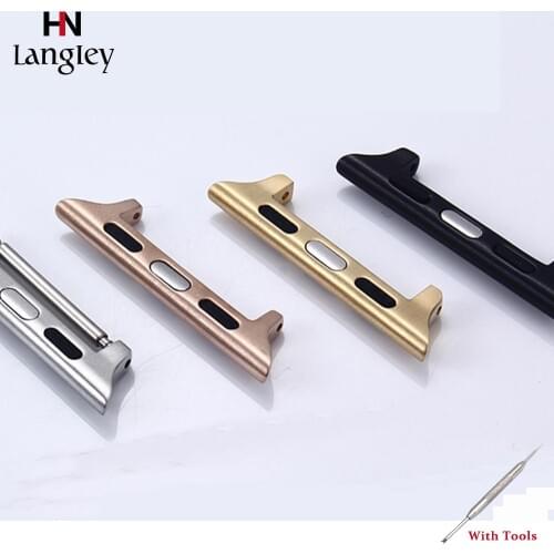 1pair Strap Adapter For Apple Watch band apple watch 4 3 2 1 iwatch strap 42/38mm 44/40mm Stainless Steel clasp Buckle Connector