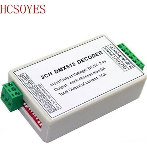 1 pcs/lots) DC5V-24V 3CH dmx512 decoder led RGB controller 3 channel 1 group 2 keys 1A