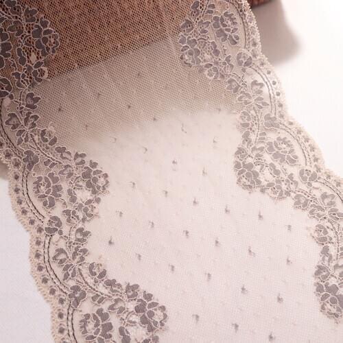 2yards 22.6cm Wide Elastic Stretch Lace Trim two tone floral Bra Clothes Accessories Dress Sewing Applique Lingerie Lace Fabrics