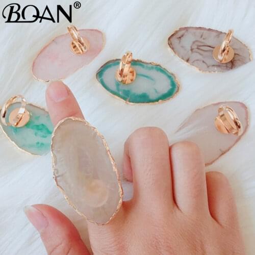 BQAN Resin Agate Nail Color Paint Palette with Finger Ring Polish Cream Foundation Mixing Nail Art Tools Color Mixing Display