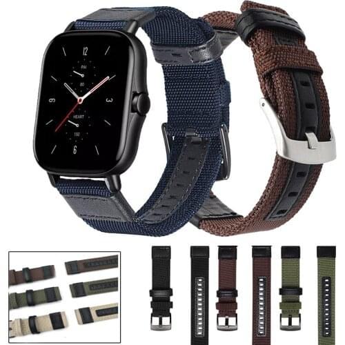 20mm/22mm Canvas band For Amazfit GTS/2/2e/GTS2 Mini/GTR 42mm/47mm Sport Watch Bracelet For Garmin Vivoactive 4 3/venu sq/Venu 2