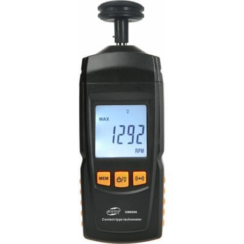 GM8906 Digital Contact Motor Tachometer Portable LCD Speedometer Tach RPM Teste Rotate Speed Meter 0.5~19999RPM Data Hold