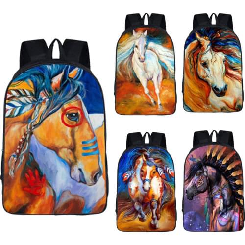 Colorful Horse Backpack for Teenage Boys Girls Children School Bags Pony Women Men Rucksack Kids Canvas Daypack