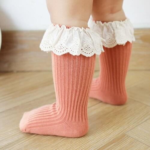 Spring Autumn Baby Girls Cartoon Short Socks Breathable Knit Lace Stockings Infants Toddlers Dress Non Slip Socks 0-3Y