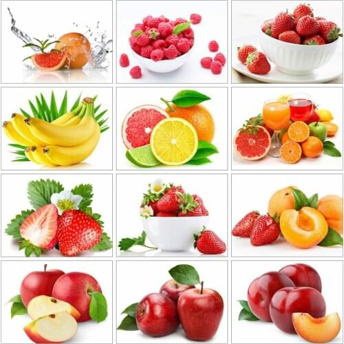 Huacan Diamond Painting Full Square Fruit Farmhouse Home Decor Mosaic Strawberry Embroidery Apple Handmade Gift