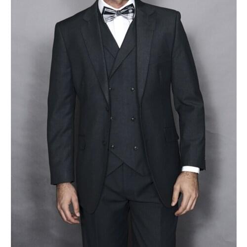 Tailor Made Fashion High Quality Grey Men Suits Slim Fit Groom Tuxedo For Wedding Dress Dinner Party Set (Jacket+Pants+Vest)