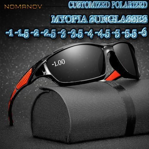 Custom Made Myopia Minus Prescription Polarized Lens full-rim sports colorful mirror lenses Polarized sunglasses -1 TO-6