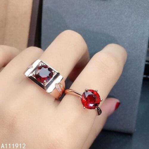 KJJEAXCMY fine jewelry natural garnet 925 sterling silver Couple gemstone women men ring support test luxury