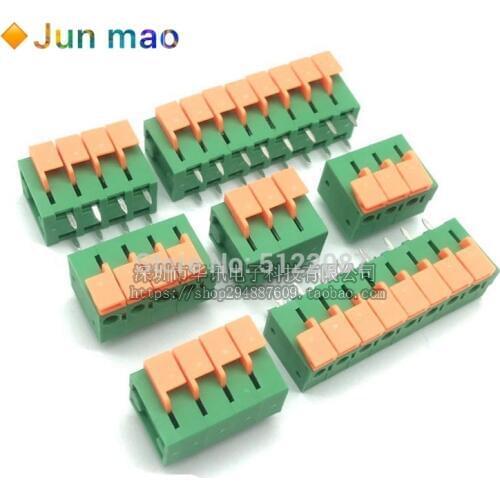 10PCS KF142R 5.08mm Right Angle PCB Spring Terminal Block KF142V-5.08 2P 3P 4P 5P 6P 7p 8p 9p 10p Terminals Connector