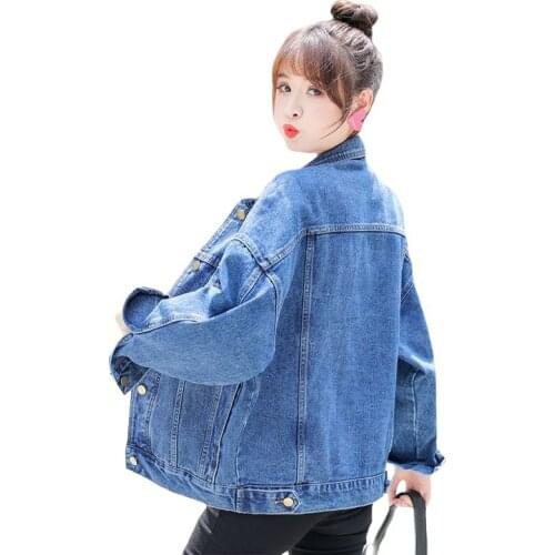 Streetwear Style Womens Denim Jacket Coat Single-Breasted Jeans Outwear 2021 Female Spring Autumn Casual Oversize Cowboy jacket