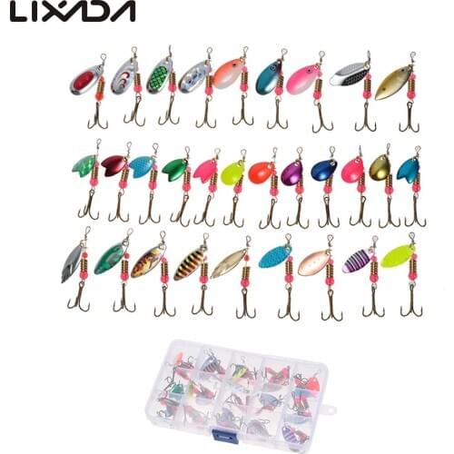 Lixada 30 Pieces/lot Paillette Metal Fishing Lures Sequins Shell Spinner Baits Hooks Fishing Tackle Salmon Bass Fish Lure