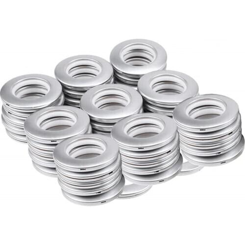 50 Pack Curtain Grommet, Inner Diameter 4m Curtain Eyelet Rings Nanoscale Low Noise Roman Ring (Silver)