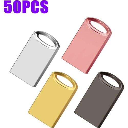50PCS Free Custom LOGO Mini USB Flash Drive 4GB 8GB Personalise Pen Drive 16GB 32GB 64GB Metal USB 2.0 U Disk Gift Flash Disk