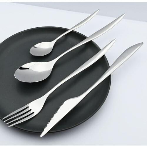 24Pcs Tableware Set Stainless Steel Dinnerware Set Silver Knife Fork Spoon Cutlery Set Kitchen Hotel Wedding Home Silverware Set